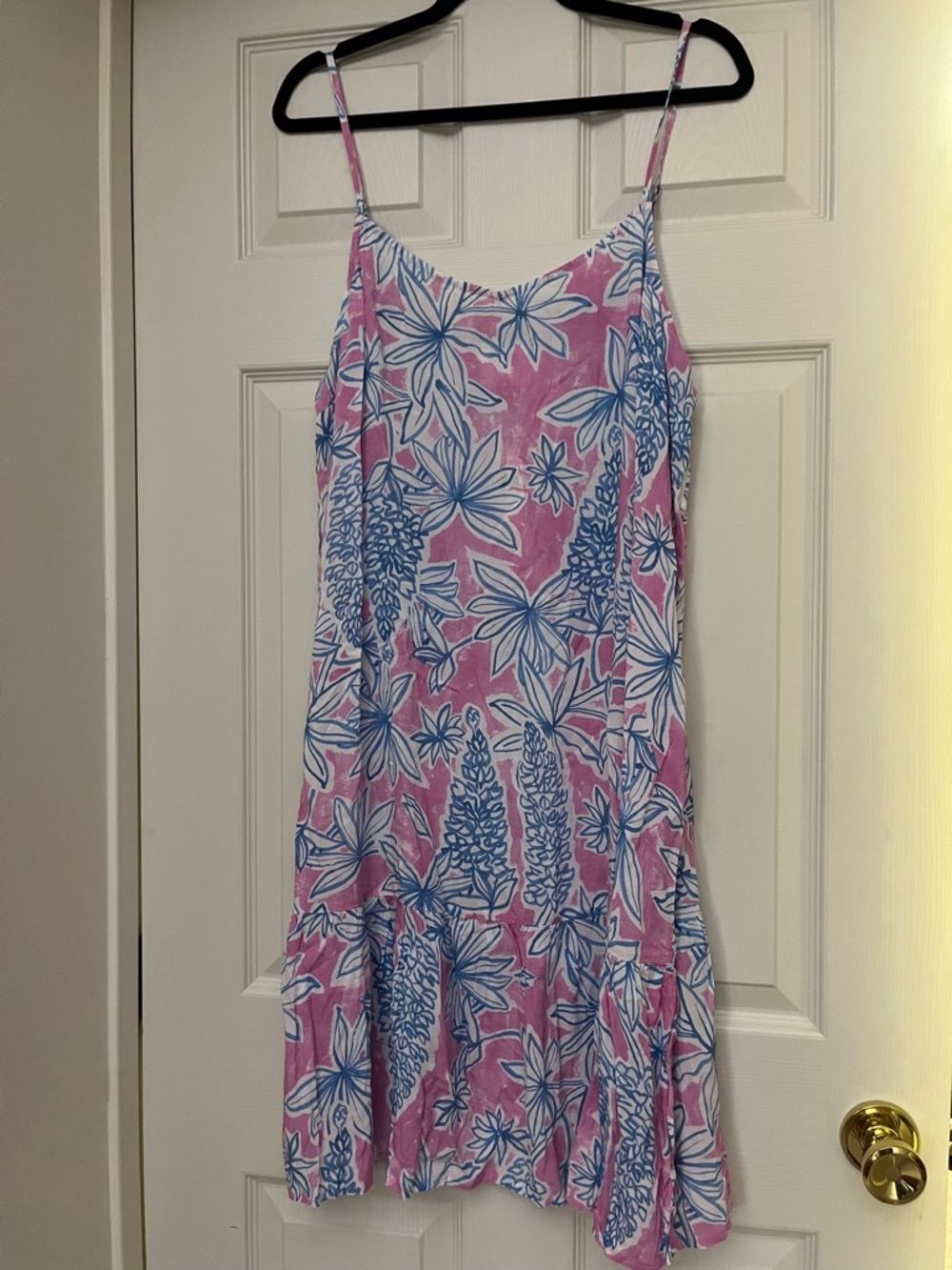 Anthropologie Pink and Blue Floral Slip Dress